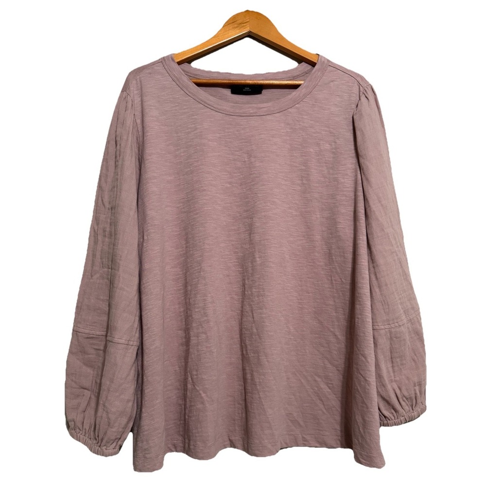 Lane Bryant 22/24 Top Light Purple 100% Cotton‎ Puff-Long Sleeves Pin tuck